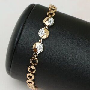 Rose Gold Designer Bracelet with Sparkling Half-Circle Charms, XPBL0703